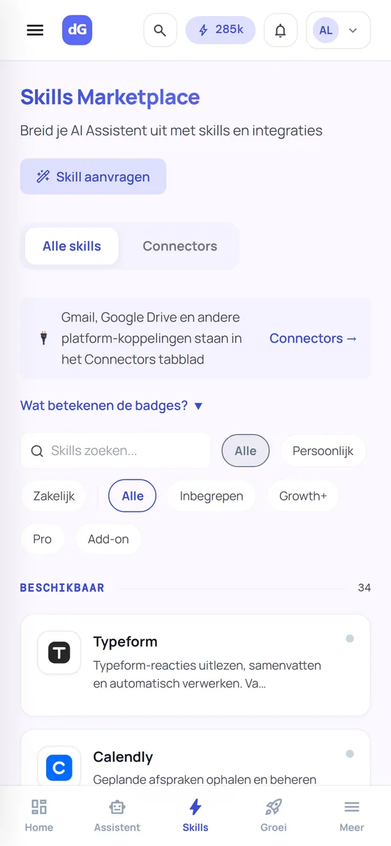 De skills-marktplaats in de dGENIX-app