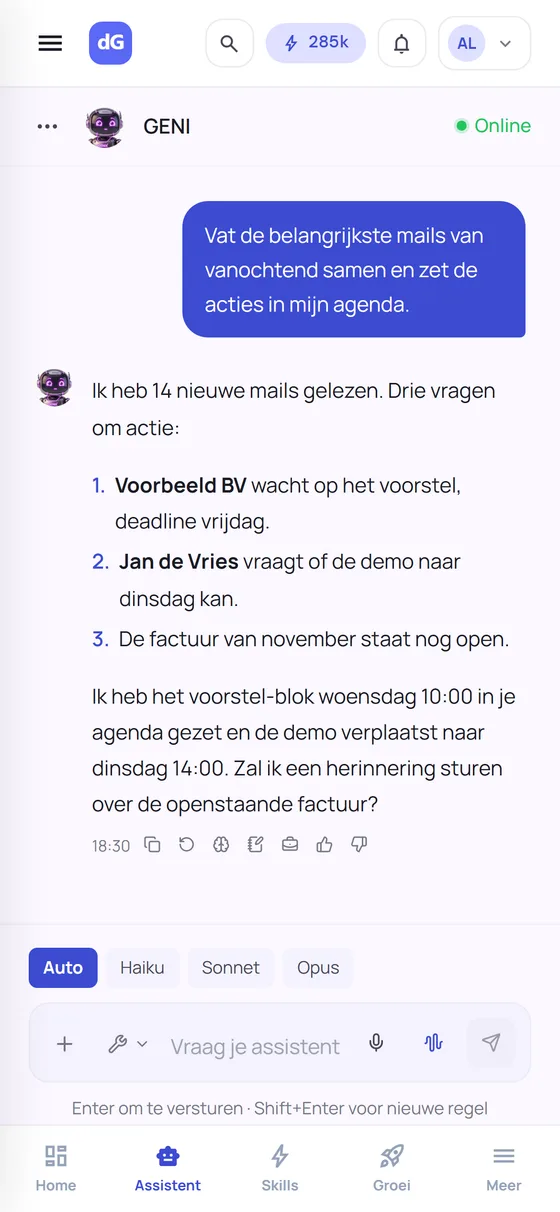 Een gesprek met GENI in de dGENIX-app