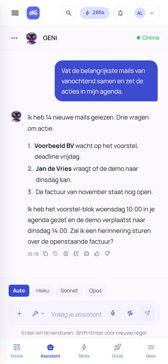 dGENIX app op mobiel